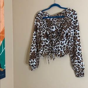 Leopard Print Tie Up Knot Top **NEW